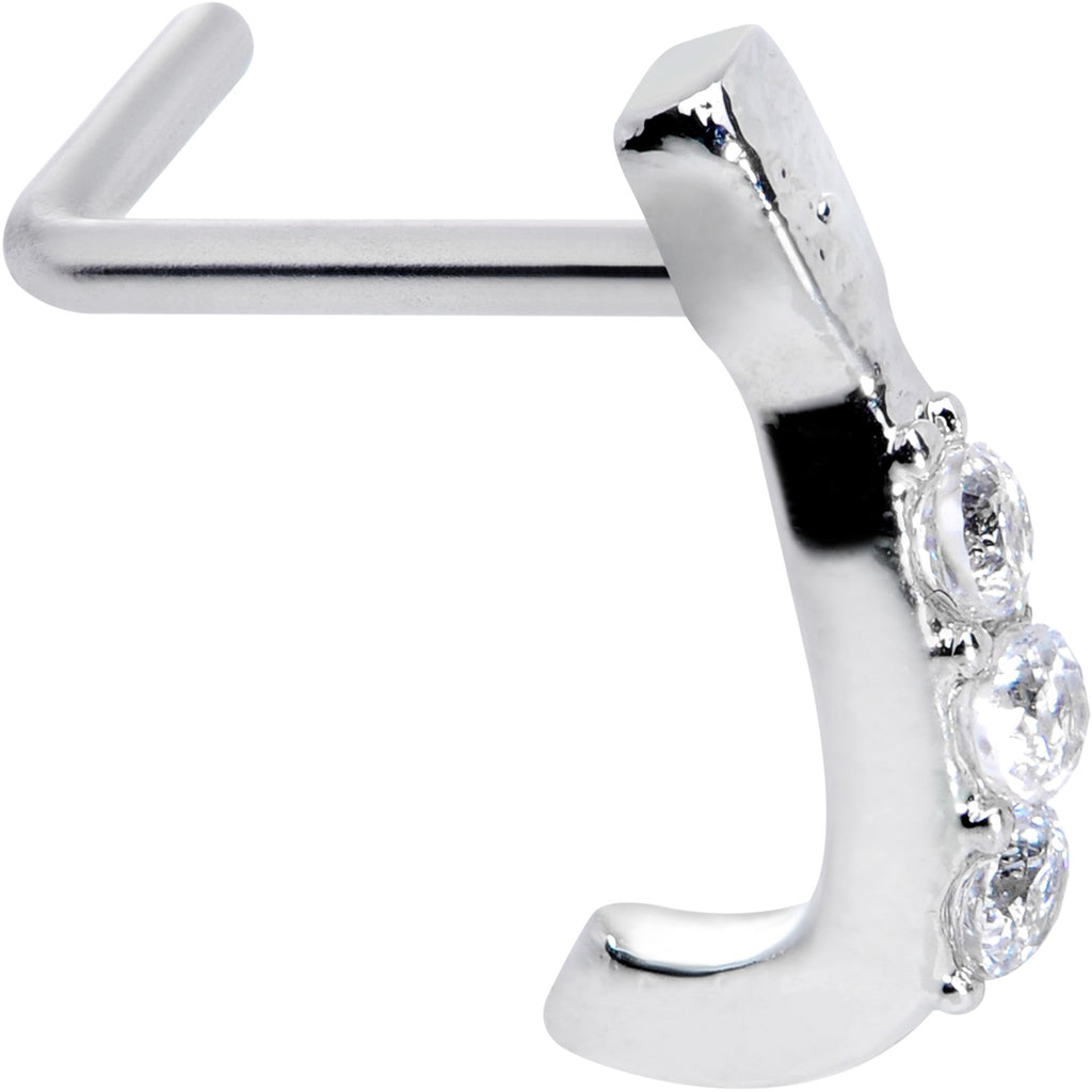BodyCandy 20G 5/16 Clear CZ Gem Trio Graceful Faux Hoop L Shaped Nose Ring — lifestyle context