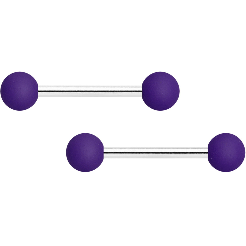 BodyCandy 14G Purple Peach Matte Barbell Nipple Ring Set of 4 — detail close-up