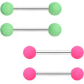 BodyCandy 14G 9/16 Mint Green Hot Pink Matte Barbell Nipple Ring Set of 4 — main product shot
