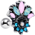 BodyCandy 16G Blue Pink Green Gem Fan Flower Cartilage Tragus Earring — main product shot