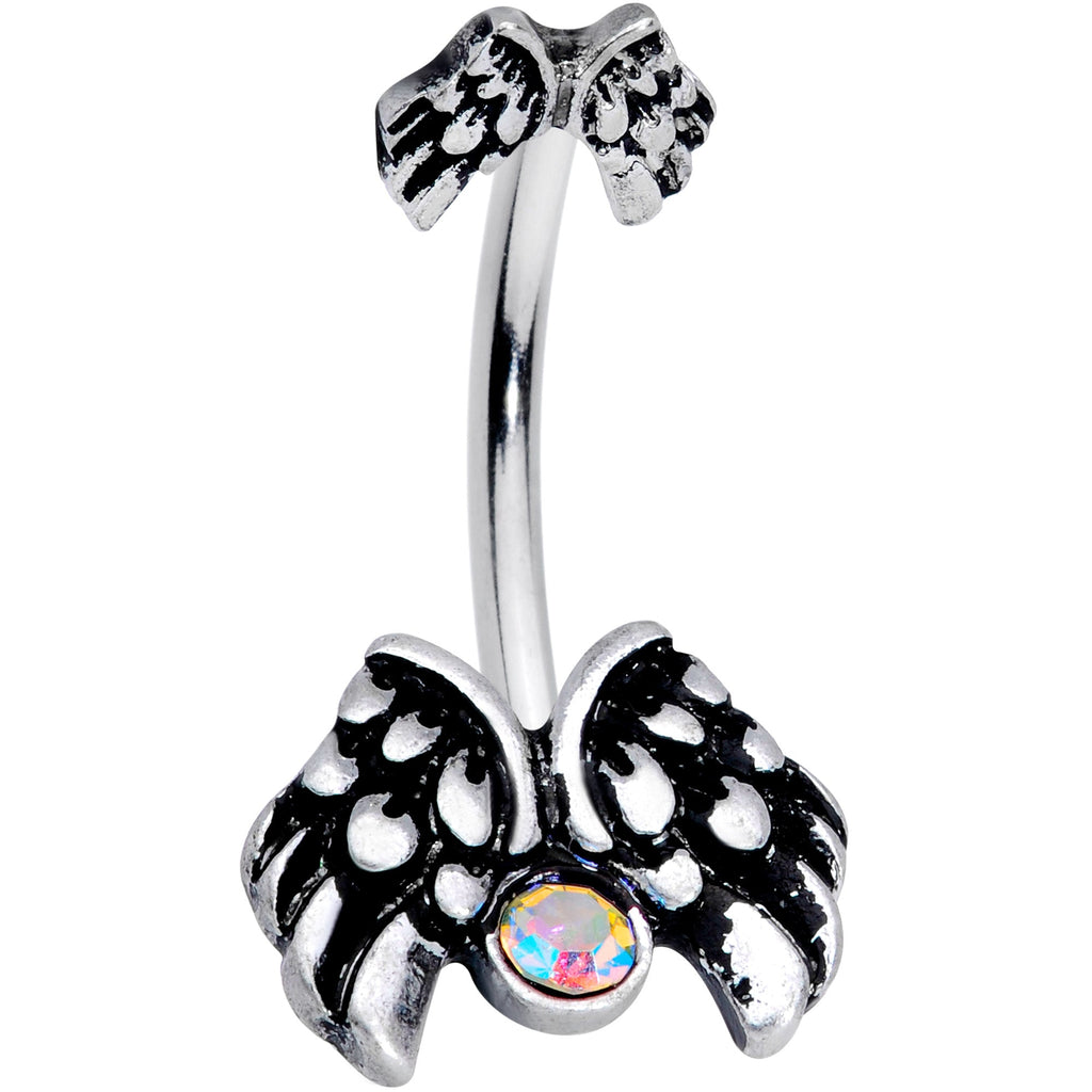 BodyCandy Aurora Gem Angel Wings Double Mount Belly Ring — main product shot