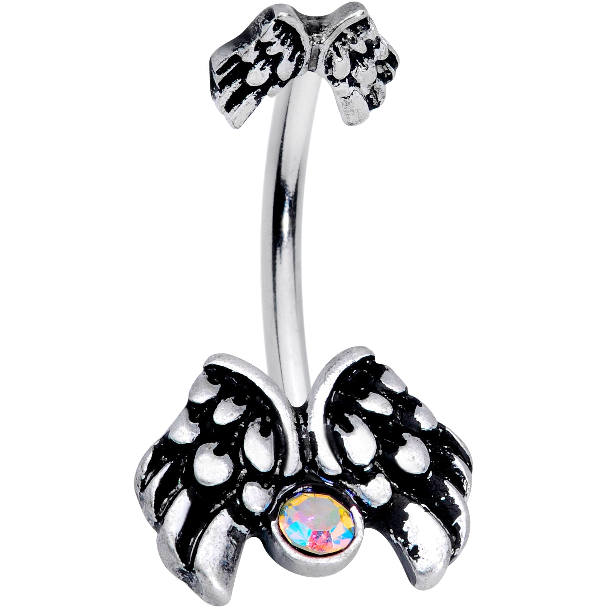 BodyCandy Aurora Gem Angel Wings Double Mount Belly Ring — main product shot