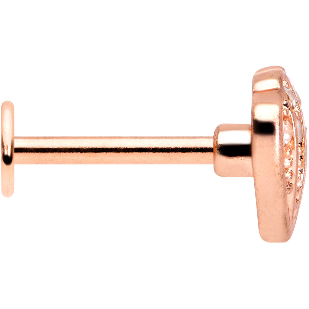 BodyCandy 16G 5/16 Clear Gem Rose Gold Tone Shell Labret Monroe Tragus — lifestyle context