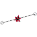 BodyCandy 14G Red Gem Red Flower Industrial Barbell 38mm — main product shot