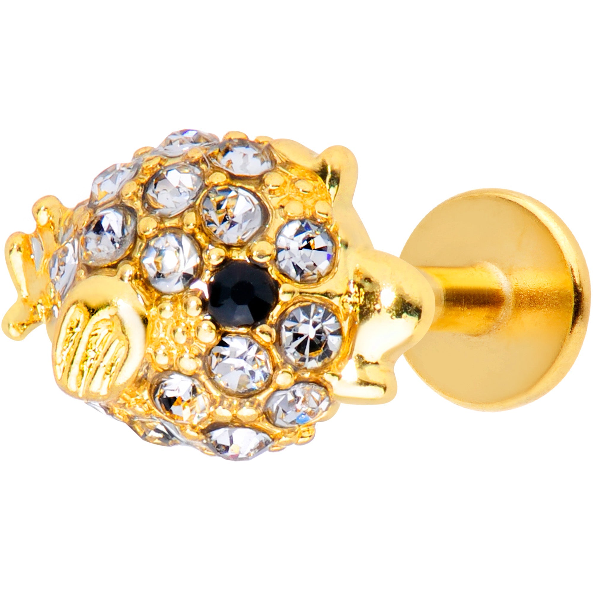 BodyCandy 16G 5/16 Clear Gem Gold Tone Fish Labret Monroe Tragus — main product shot