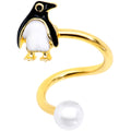BodyCandy Gold Tone Winter Penguin Christmas Spiral Twister Belly Ring — main product shot