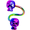 BodyCandy Rainbow Plated Scary Skull Spiral Twister Belly Ring — main product shot