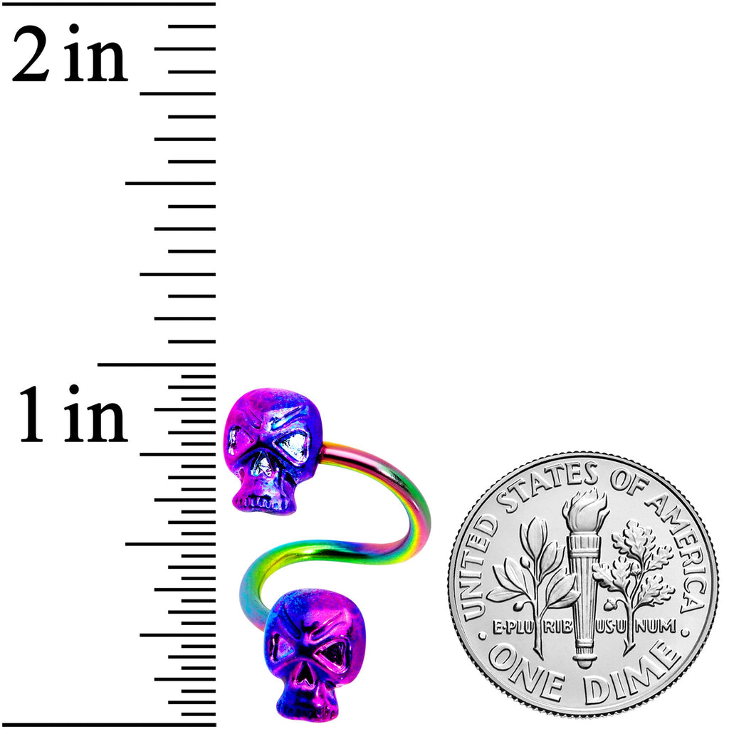 BodyCandy Rainbow Plated Scary Skull Spiral Twister Belly Ring — lifestyle context