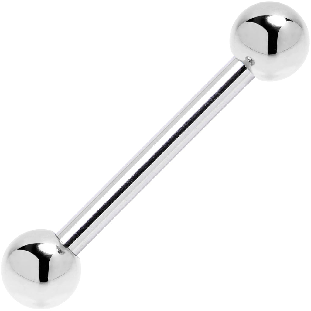 BodyCandy Solid 14k White Gold Straight Barbell Ring 16G 3/8 3mm — detail close-up