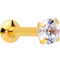BodyCandy 16G 1/4 CZ Gem Gold PVD 3mm Threadless Push In Labret Tragus — main product shot