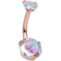 BodyCandy Aurora CZ Gem Rose Gold Tone Top Internally Threaded Belly Ring — main product shot