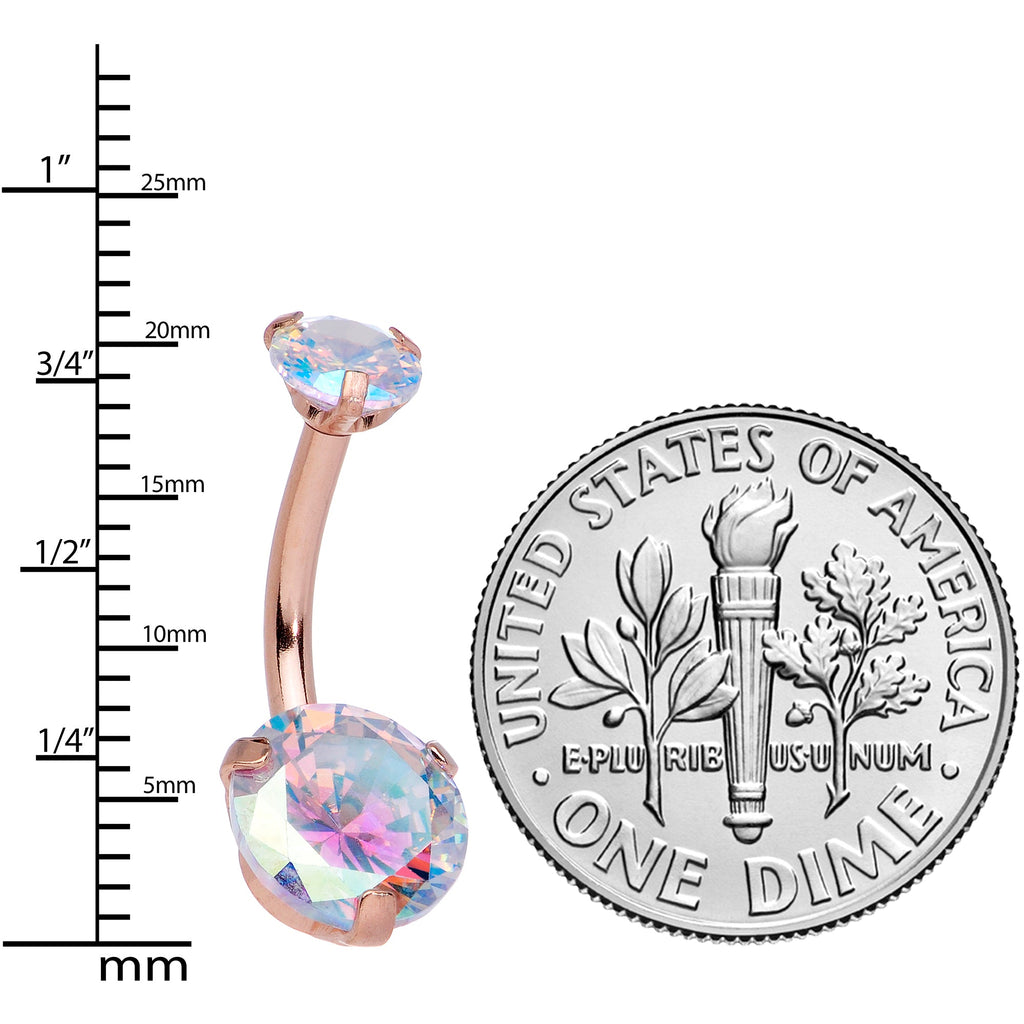 BodyCandy Aurora CZ Gem Rose Gold Tone Top Internally Threaded Belly Ring — lifestyle context