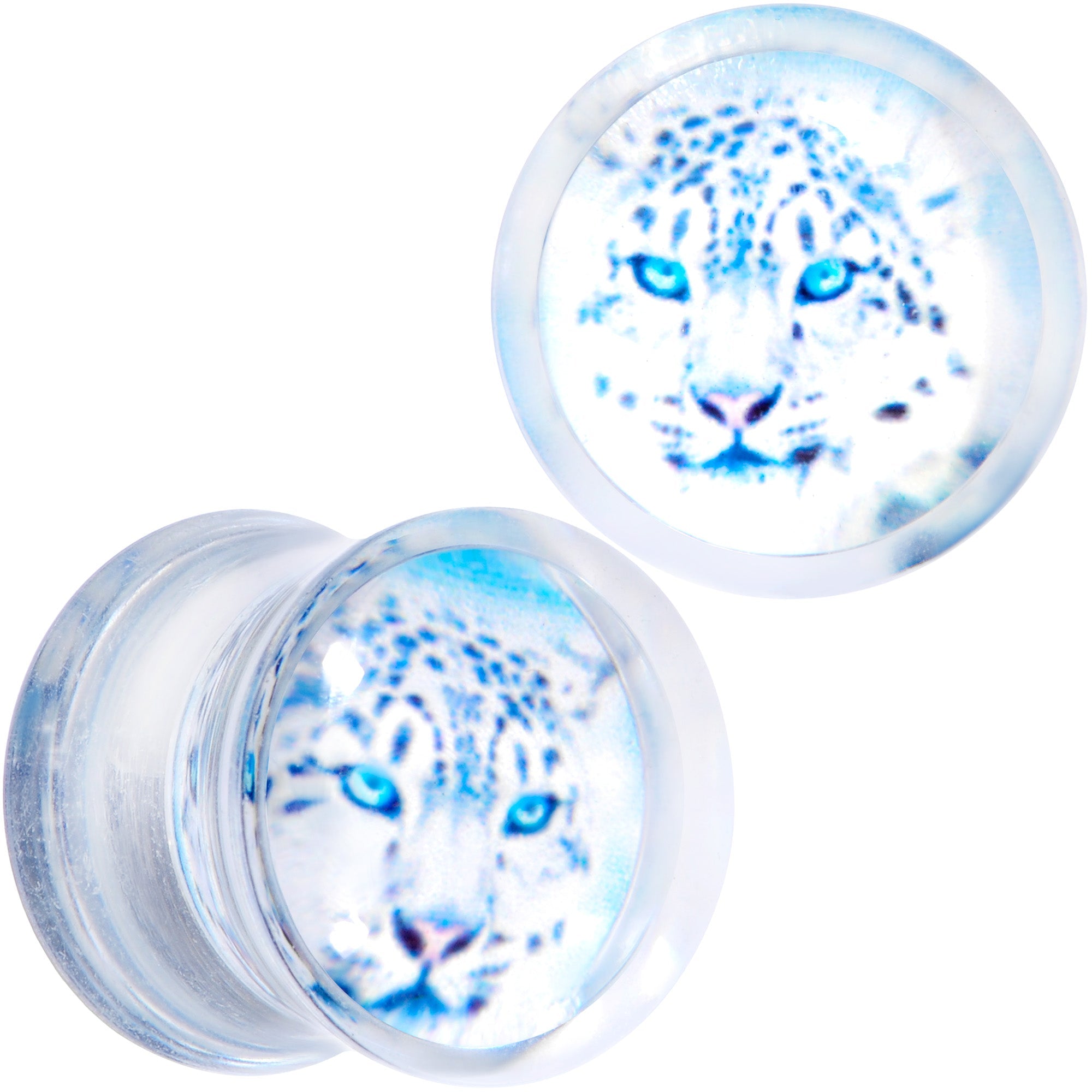 BodyCandy Clear Blue Acrylic Animal Cheetah Saddle Plug Set 2G to 1 Inch — alternative angle