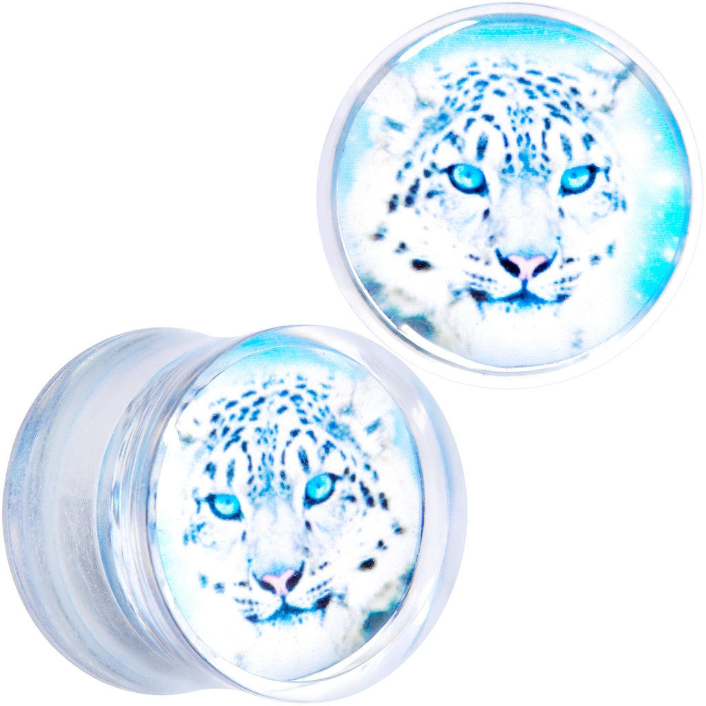 BodyCandy Clear Blue Acrylic Animal Cheetah Saddle Plug Set 2G to 1 Inch — color detail