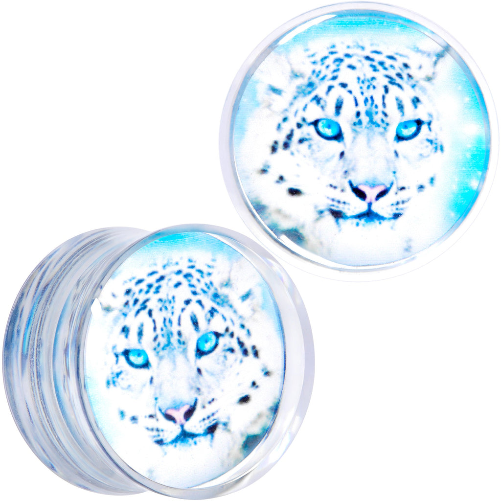 BodyCandy Clear Blue Acrylic Animal Cheetah Saddle Plug Set 2G to 1 Inch — comparison shot