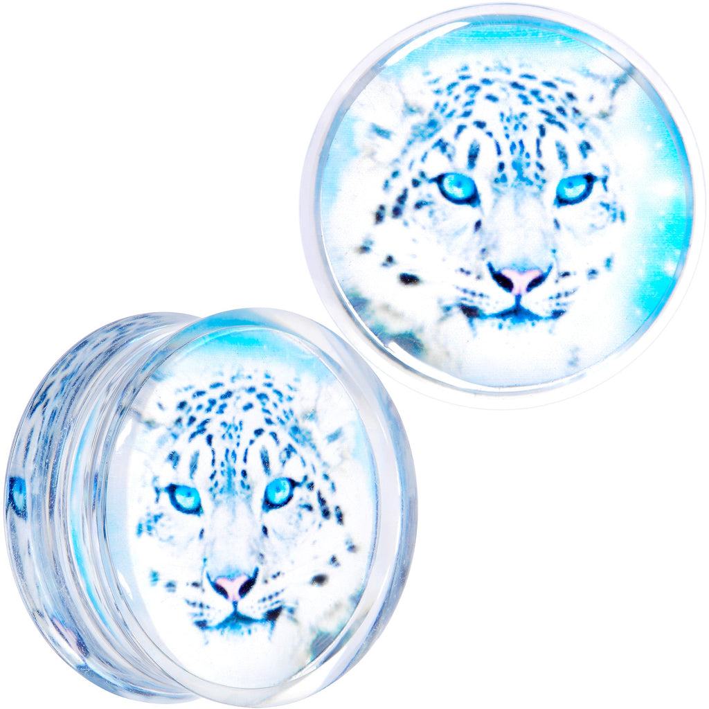 BodyCandy Clear Blue Acrylic Animal Cheetah Saddle Plug Set 2G to 1 Inch — feature highlight