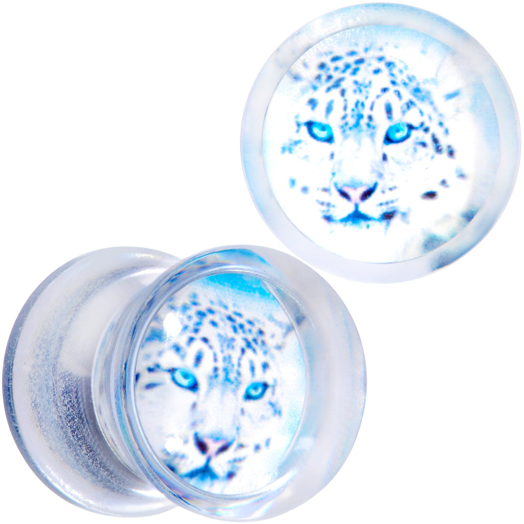BodyCandy Clear Blue Acrylic Animal Cheetah Saddle Plug Set 2G to 1 Inch — in-use photo