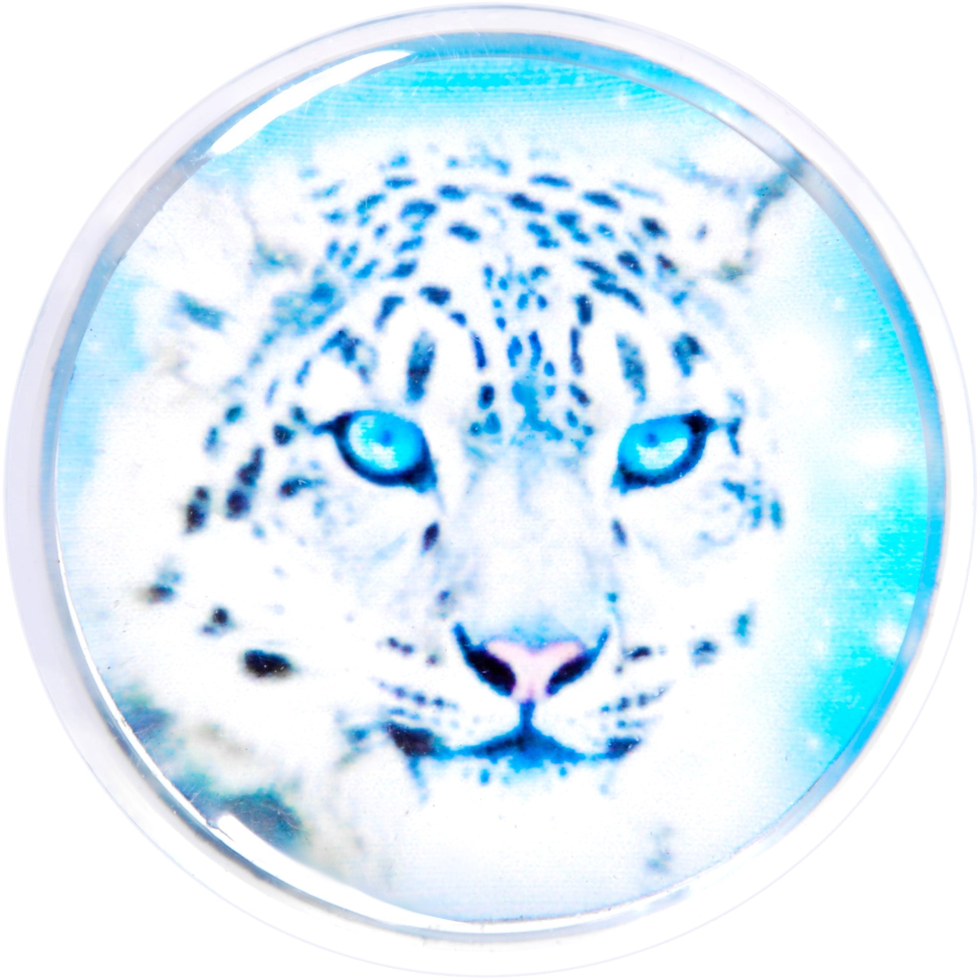 BodyCandy Clear Blue Acrylic Animal Cheetah Saddle Plug Set 2G to 1 Inch — side view