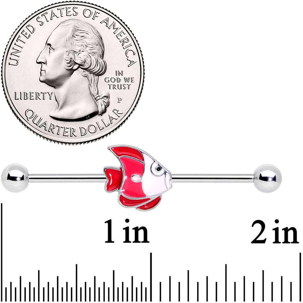 BodyCandy 14G Brown Nautical Angelfish Industrial Barbell 38mm — detail close-up
