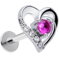BodyCandy 16G 5/16 Clear Pink Gem Heart Valentines Day Labret Monroe Tragus — main product shot