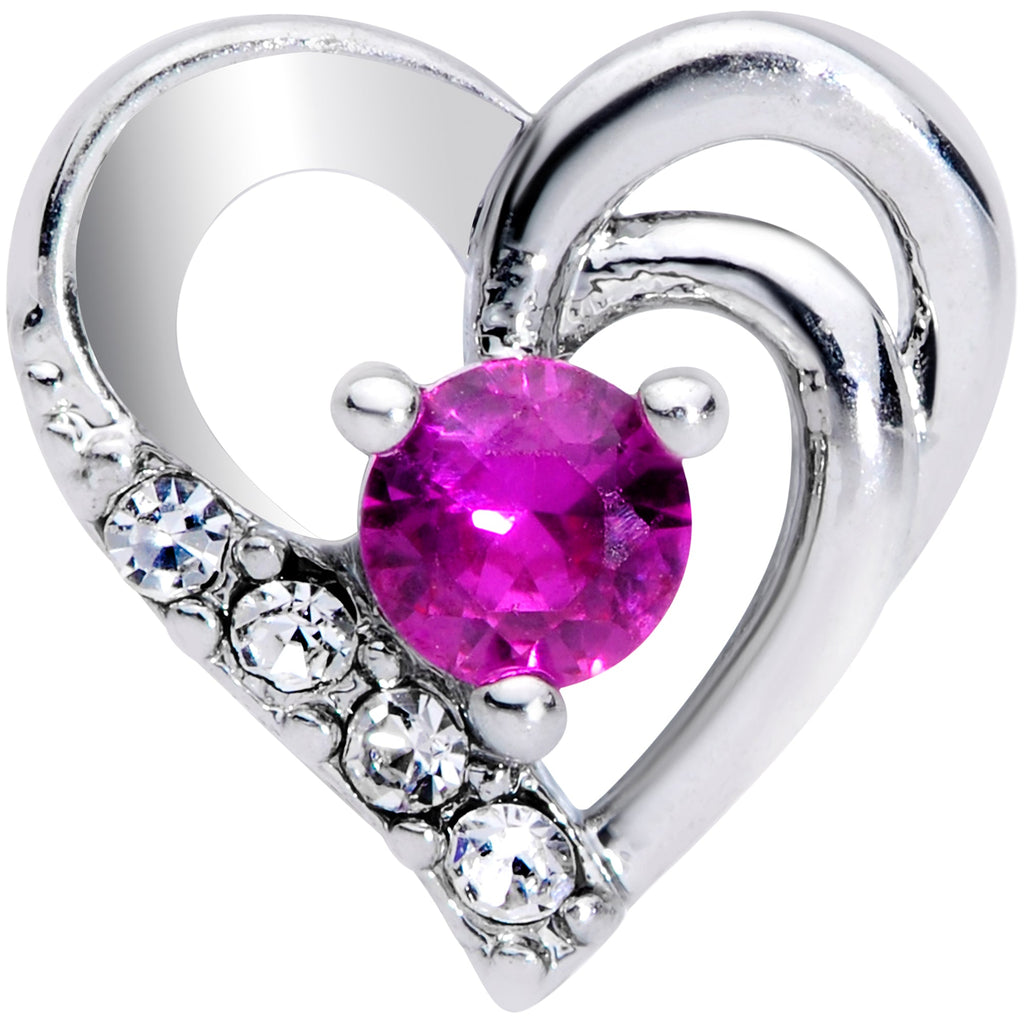 BodyCandy 16G 5/16 Clear Pink Gem Heart Valentines Day Labret Monroe Tragus — detail close-up