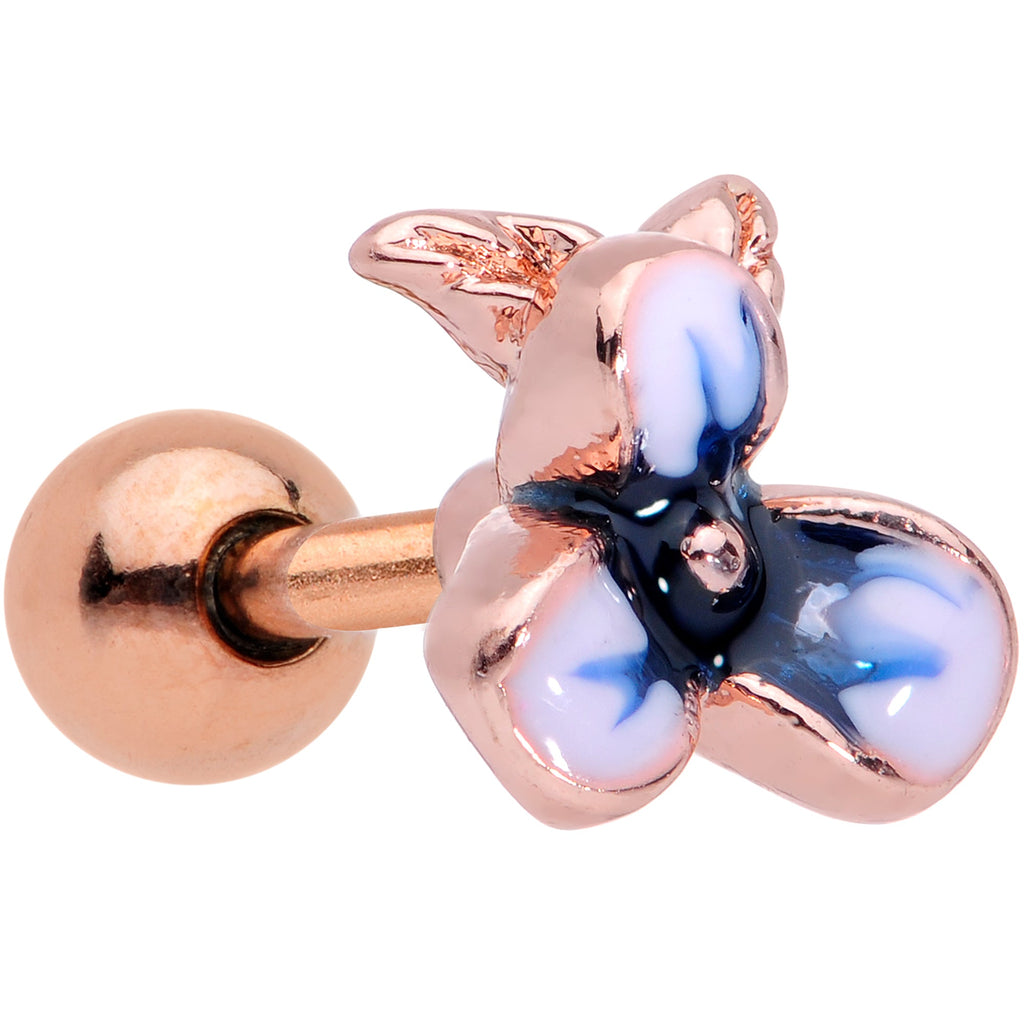 BodyCandy 16G 1/4 Rose Gold Tone Tropical Flower Cartilage Tragus — main product shot