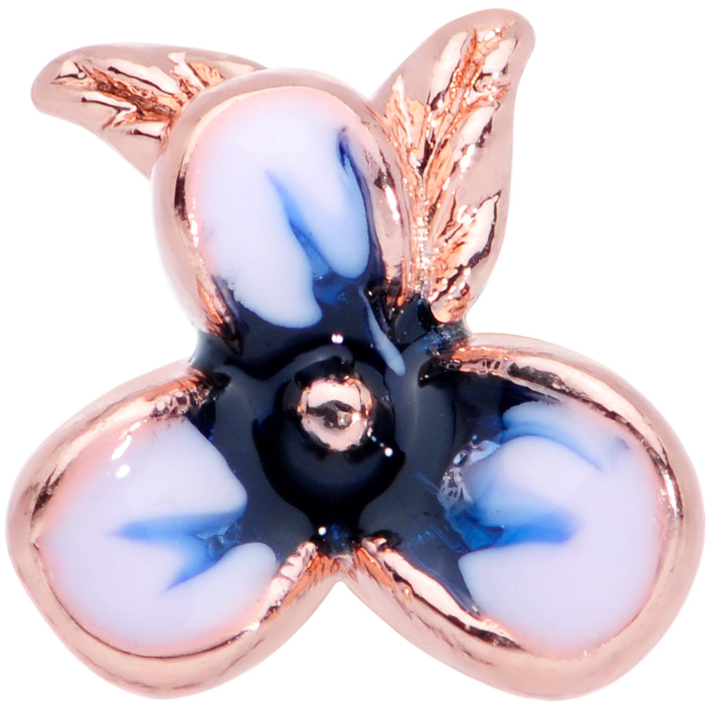 BodyCandy 16G 1/4 Rose Gold Tone Tropical Flower Cartilage Tragus — detail close-up