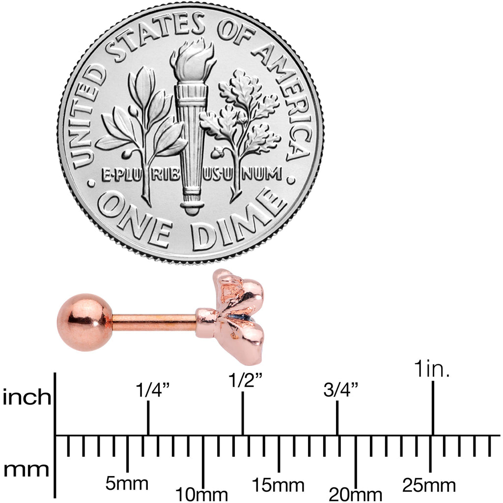BodyCandy 16G 1/4 Rose Gold Tone Tropical Flower Cartilage Tragus — side view