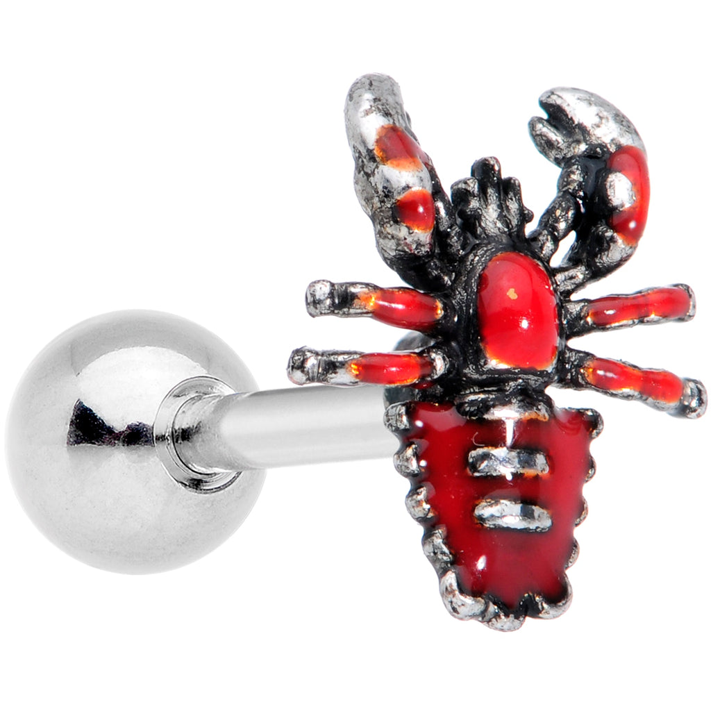 BodyCandy 16G 1/4 Red Atlantic Lobster Cartilage Tragus Earring — main product shot