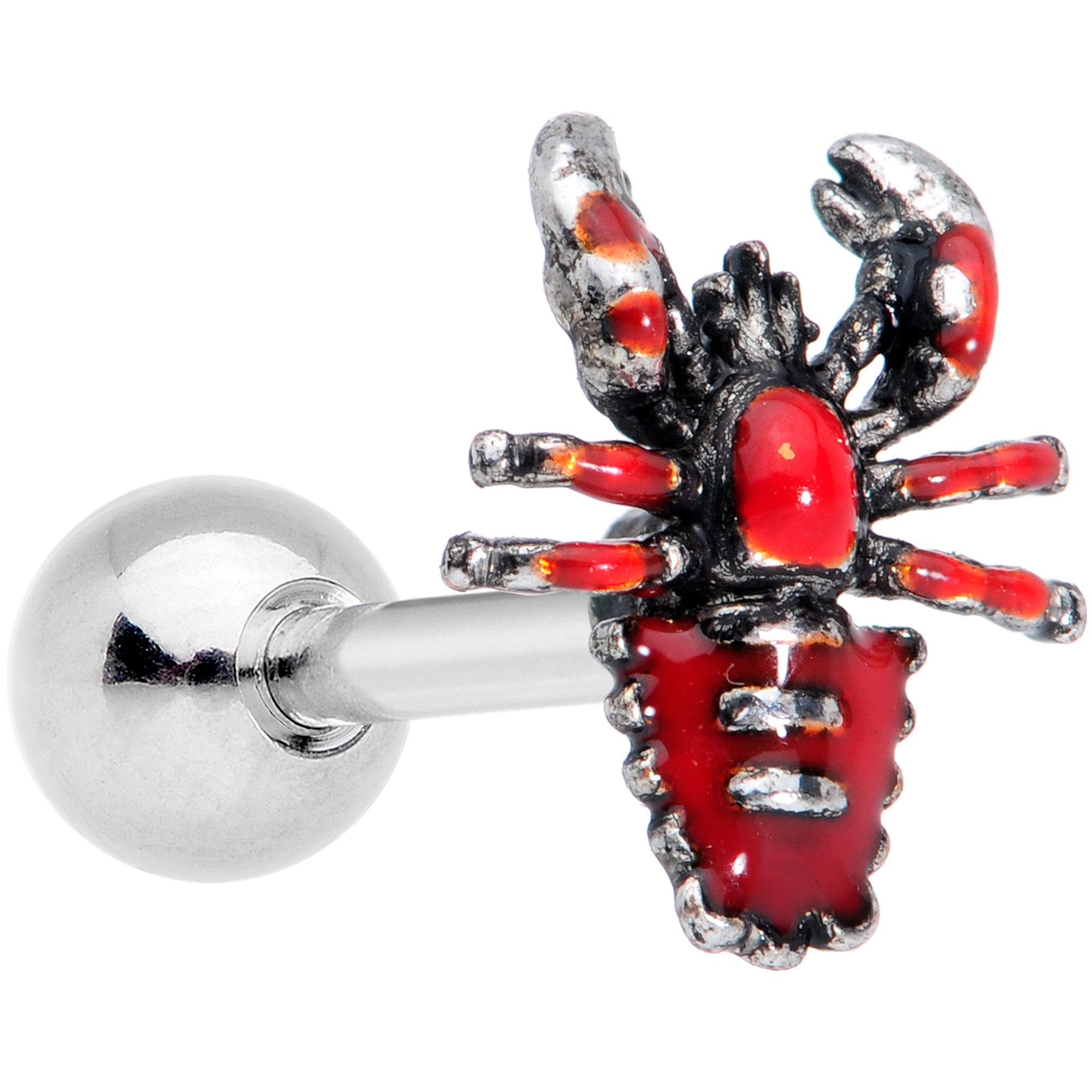 BodyCandy 16G 1/4 Red Atlantic Lobster Cartilage Tragus Earring — main product shot