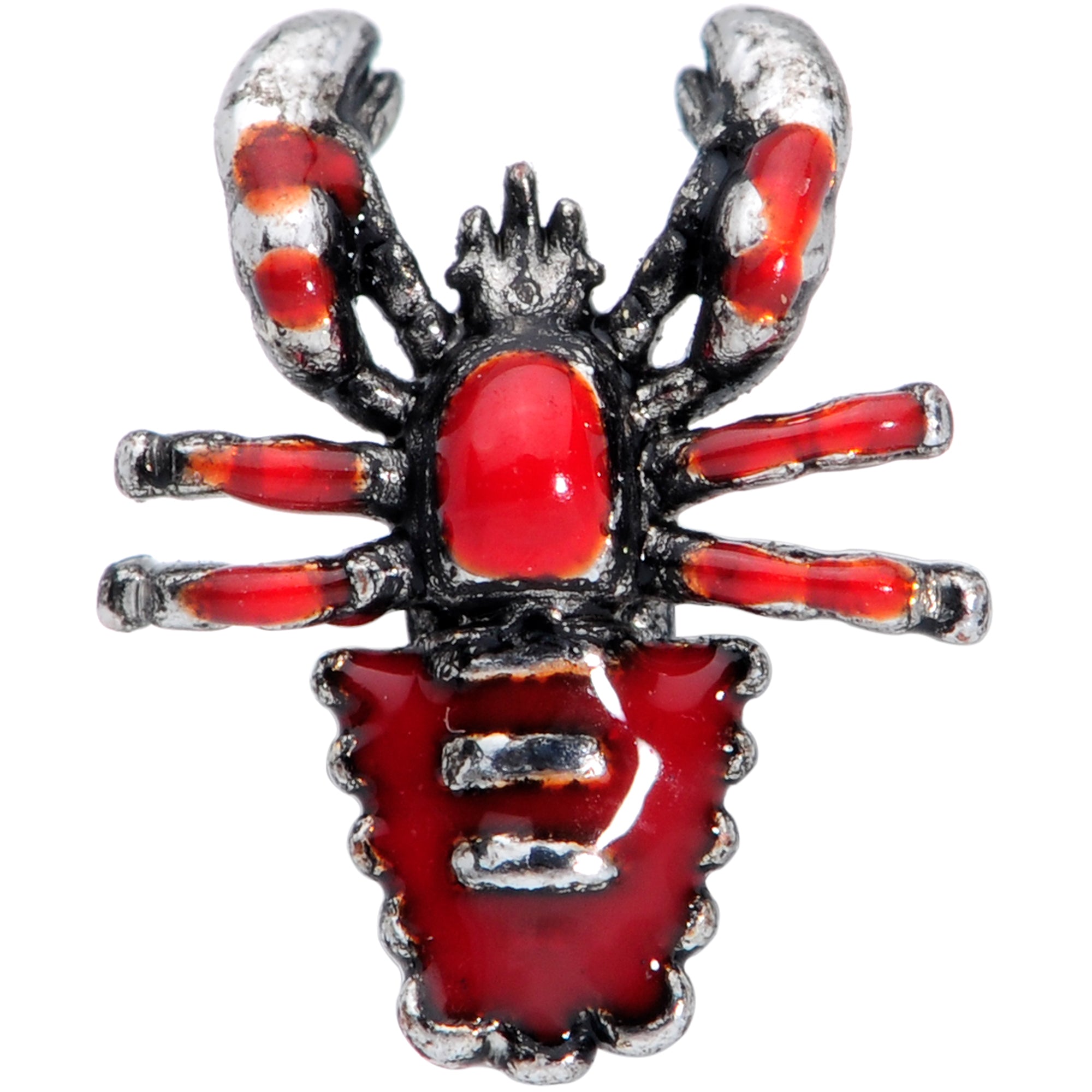 BodyCandy 16G 1/4 Red Atlantic Lobster Cartilage Tragus Earring — detail close-up
