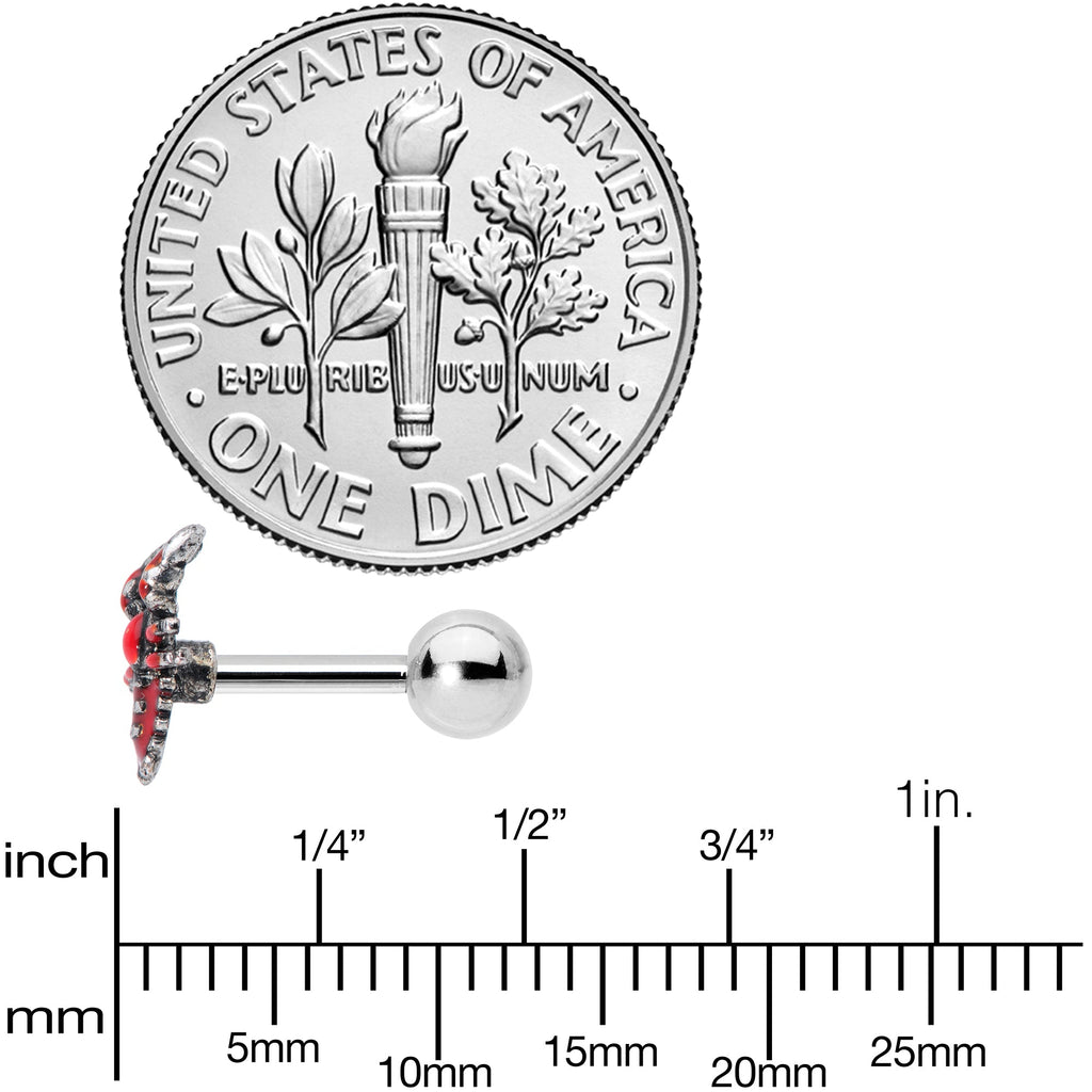 BodyCandy 16G 1/4 Red Atlantic Lobster Cartilage Tragus Earring — side view