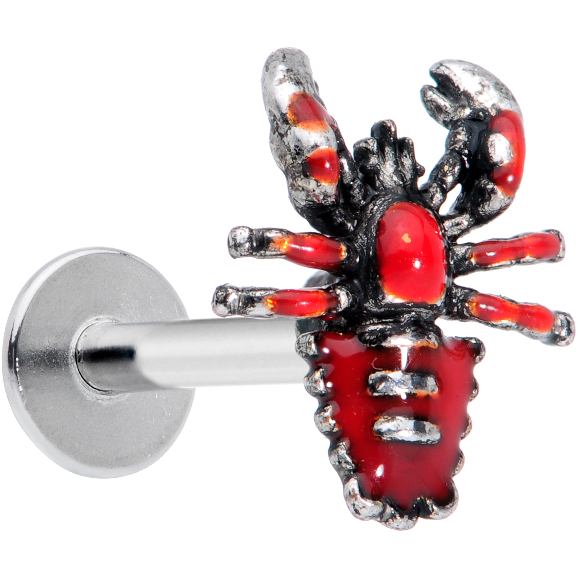 BodyCandy 16G 5/16 Atlantic Red Lobster Labret Monroe Tragus — main product shot