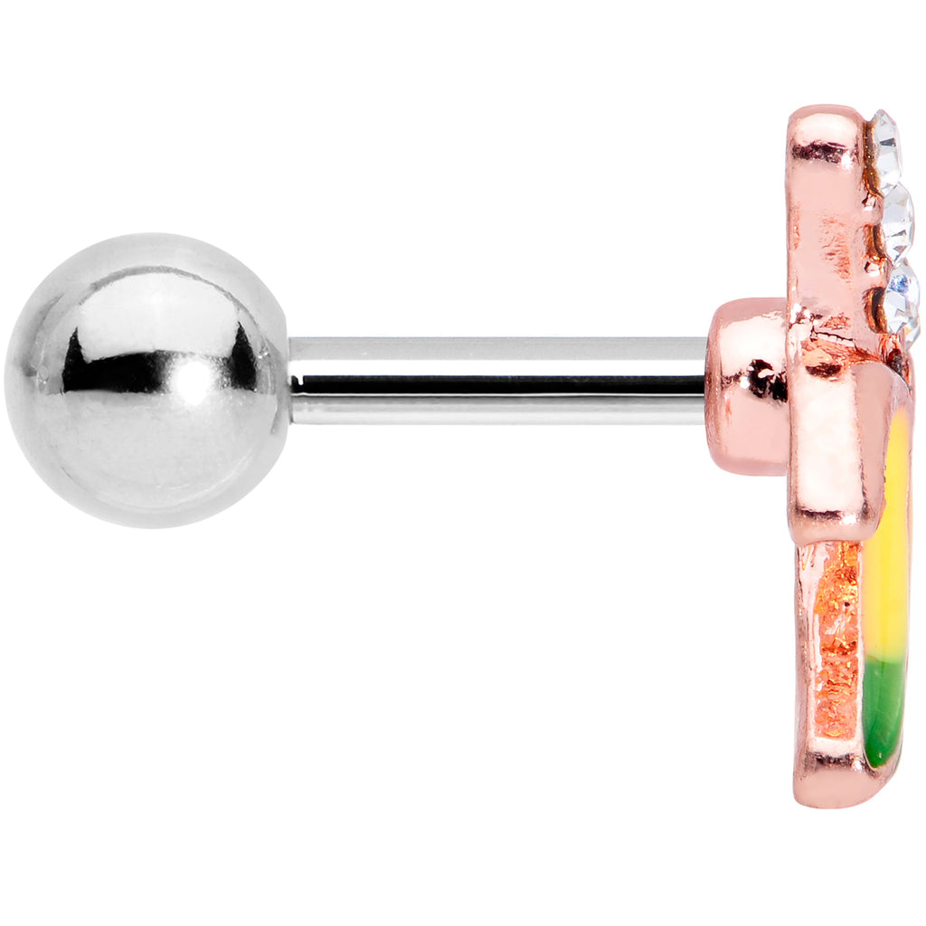 BodyCandy 16G 1/4 Clear CZ Gem Rose Gold Tone Glam Banana Cartilage Tragus — lifestyle context