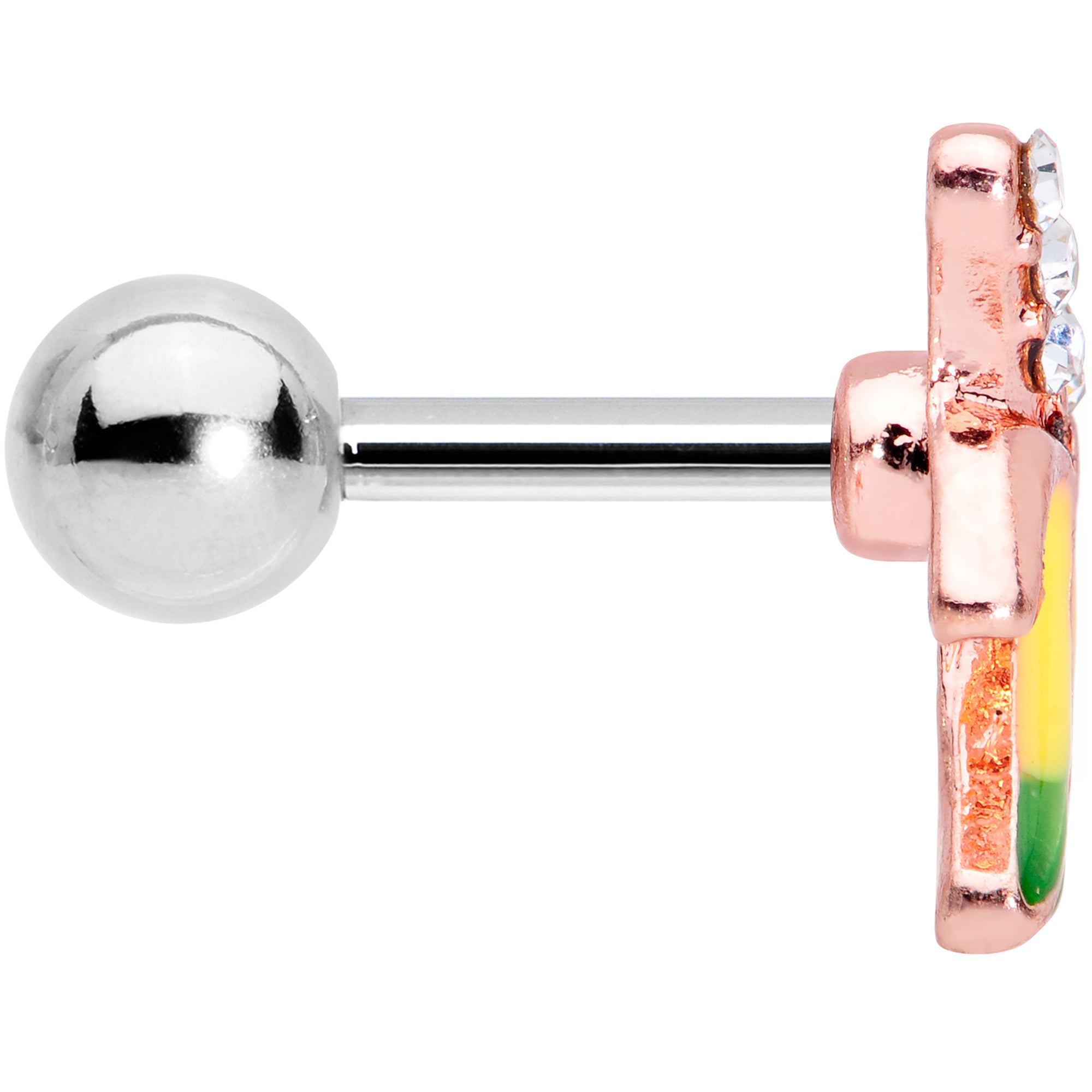 BodyCandy 16G 1/4 Clear CZ Gem Rose Gold Tone Glam Banana Cartilage Tragus — lifestyle context
