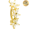 BodyCandy 16G Solid 14K Yellow Gold Top Mount Cubic Zirconia Lily Drop Belly Ring — main product shot
