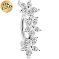 BodyCandy 16G Solid 14K White Gold TOP MOUNT Cubic Zirconia LILY DROP Belly Ring — main product shot