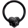 BodyCandy 16G 3/8 Black Heart Valentines Day Hinged Segment Ring — main product shot