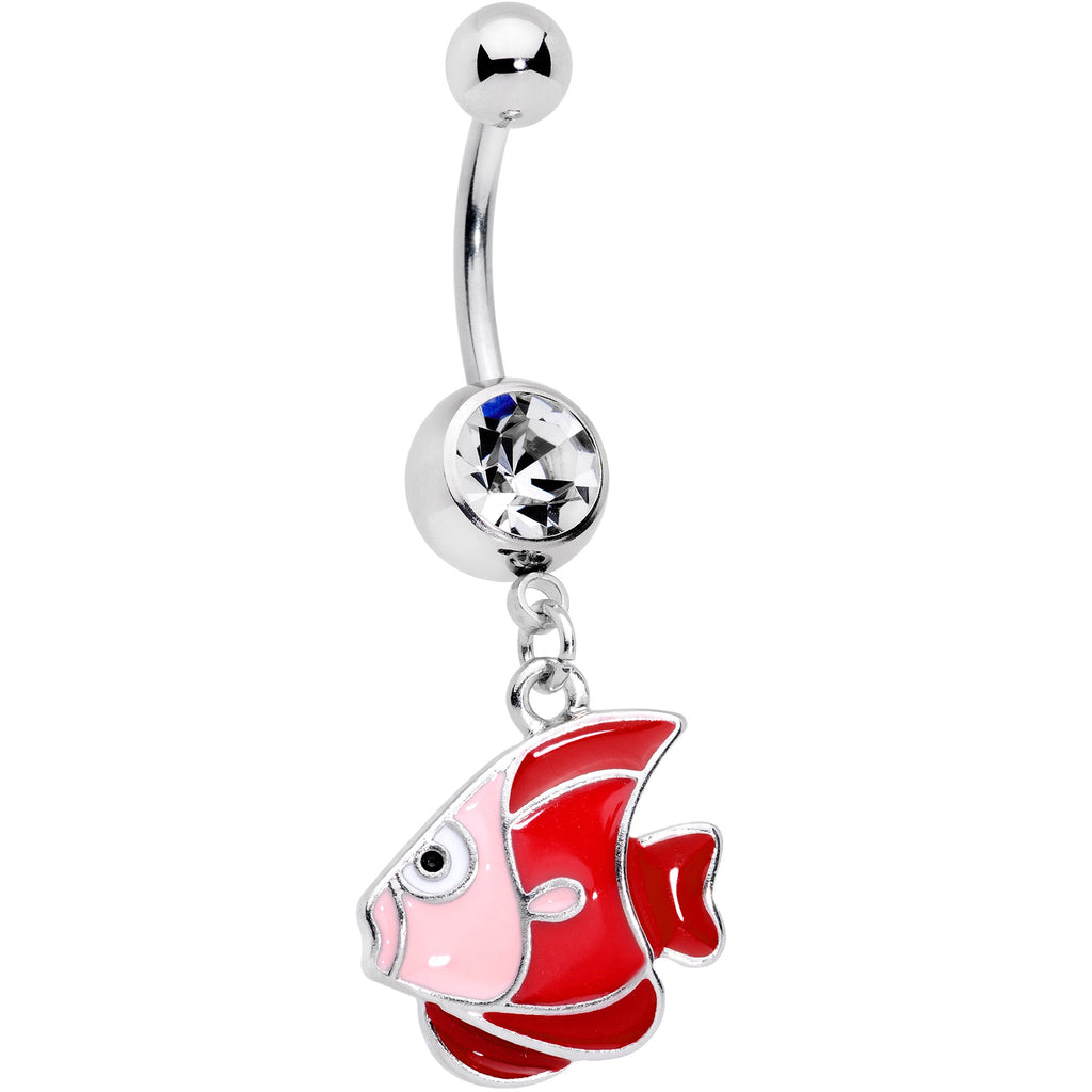 BodyCandy Clear Gem Nautical Angelfish Dangle Belly Ring — main product shot