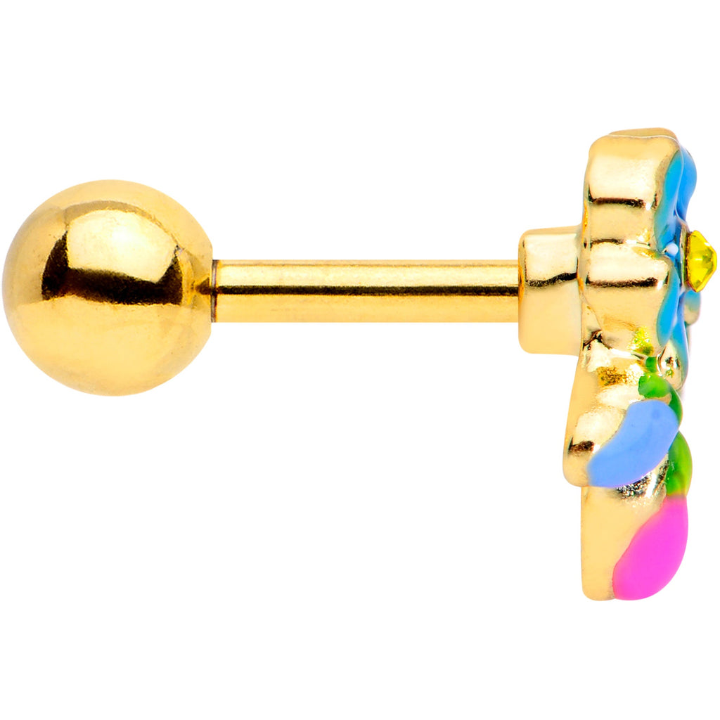 BodyCandy 16G 1/4 Yellow Gem Gold Tone Neon Flower Cartilage Tragus — lifestyle context