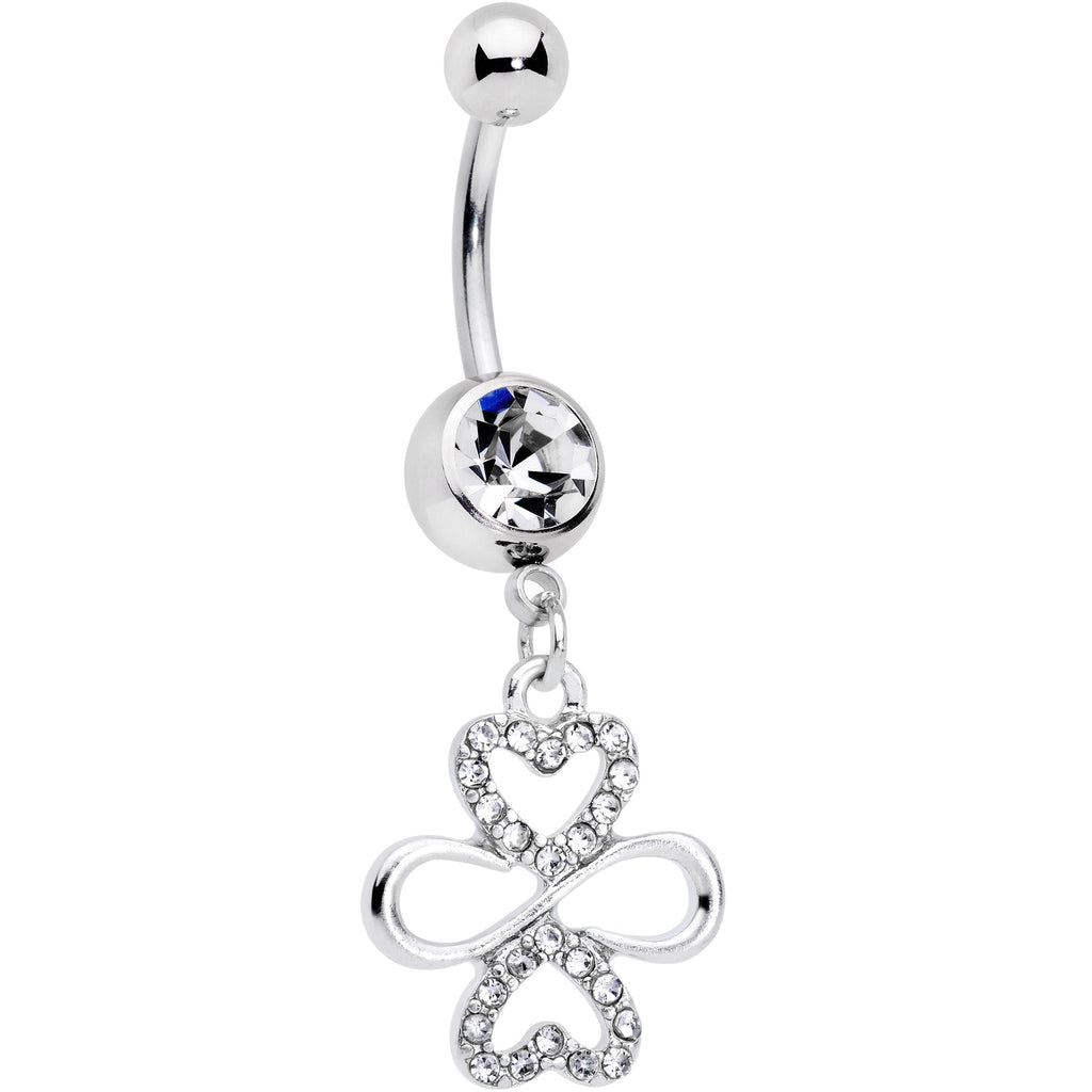 BodyCandy Clear Gem Heart Shamrock St Patricks Day Dangle Belly Ring — main product shot