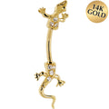 BodyCandy 16G Solid 14K Yellow Gold Cubic Zirconia LIZARD Belly Ring — main product shot