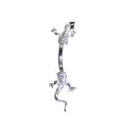 BodyCandy 16G Solid 14K White Gold Cubic Zirconia LIZARD Belly Ring — main product shot