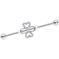 BodyCandy 14G Clear Gem Heart Shamrock St Patricks Industrial Barbell 38mm — main product shot