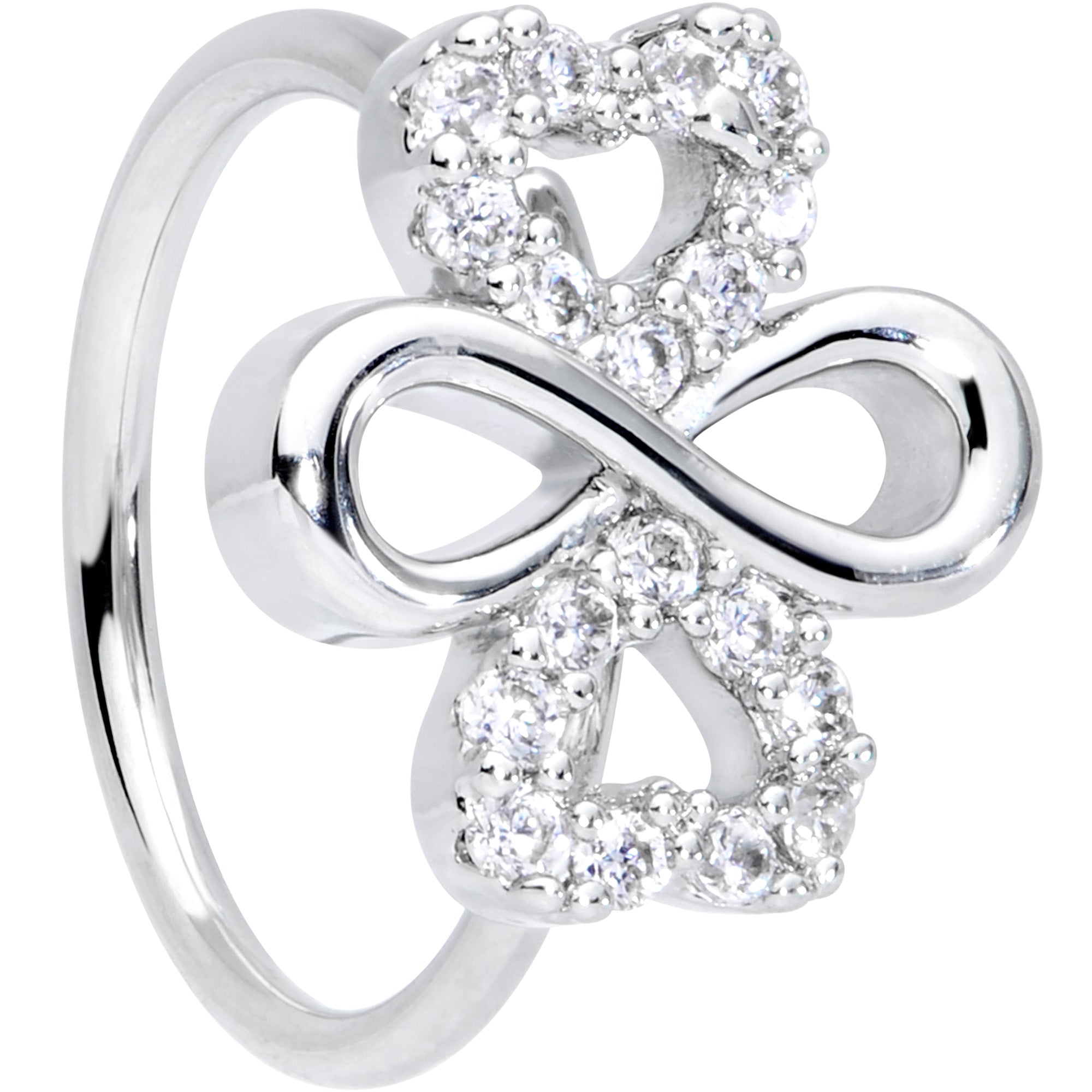 BodyCandy 20G 5/16 Clear Gem Heart Shamrock St Patricks Day Nose Hoop — main product shot