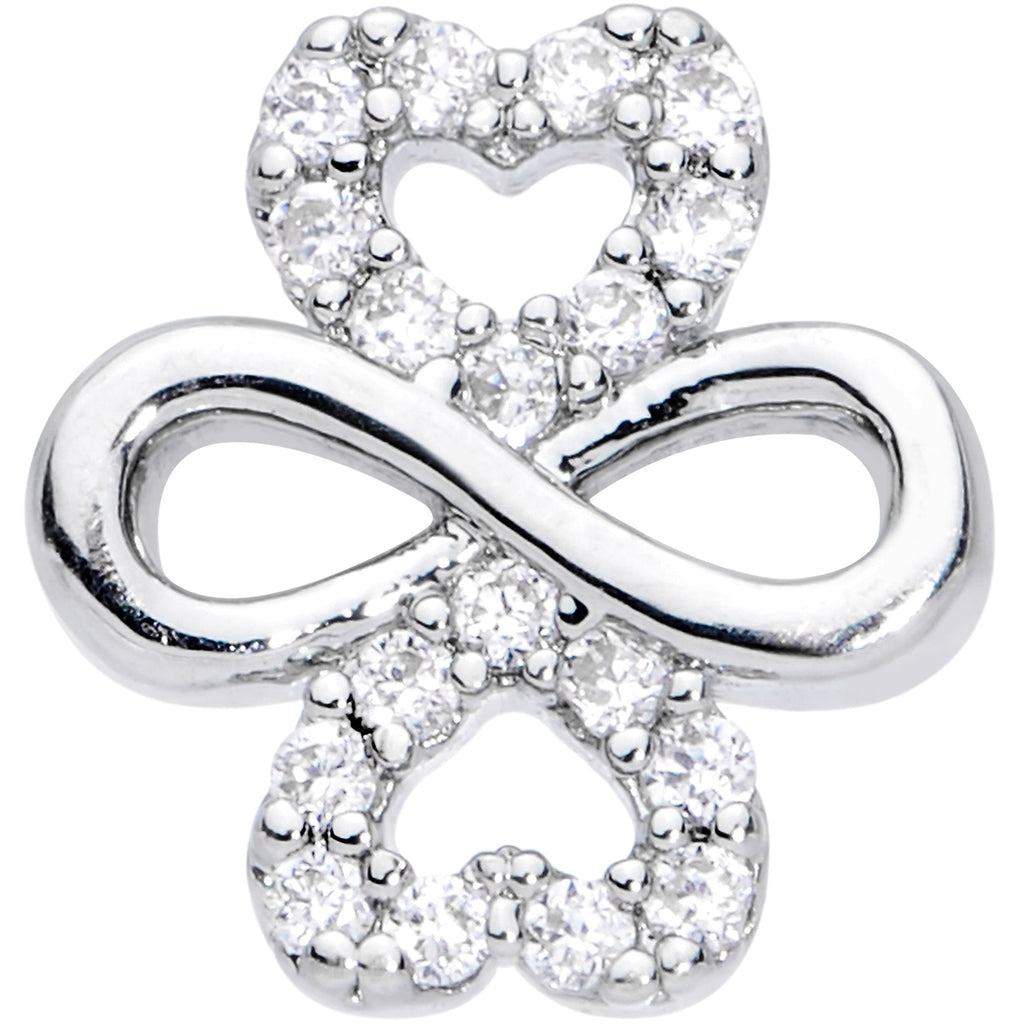 BodyCandy 20G 5/16 Clear Gem Heart Shamrock St Patricks Day Nose Hoop — detail close-up