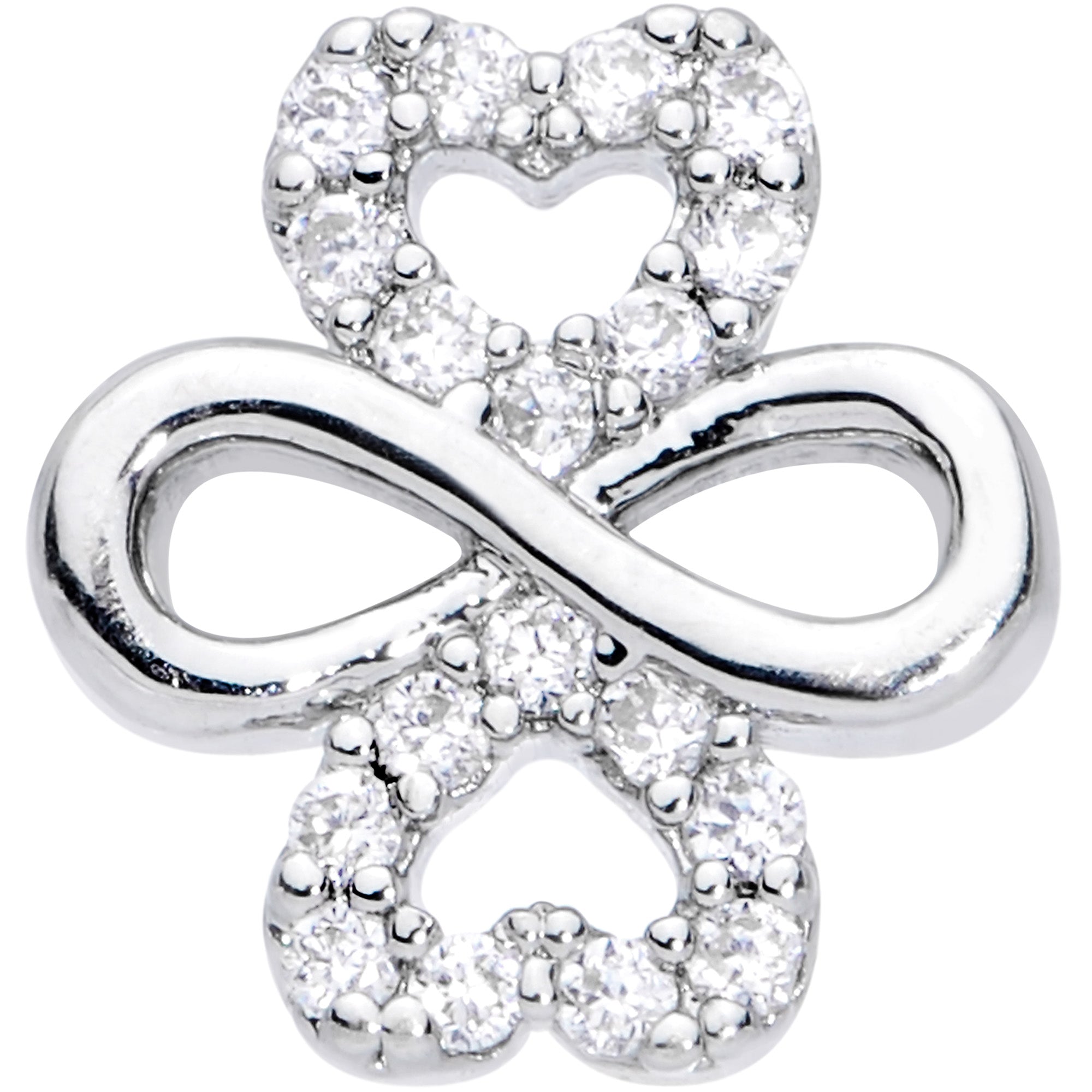 BodyCandy 20G 5/16 Clear Gem Heart Shamrock St Patricks Day Nose Hoop — detail close-up