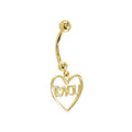 BodyCandy 16G Solid 14K Yellow Gold I LOVE YOU HEART Belly Ring — main product shot