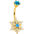 BodyCandy Blue CZ Gem Gold Tone Snowflake Christmas Belly Ring — main product shot