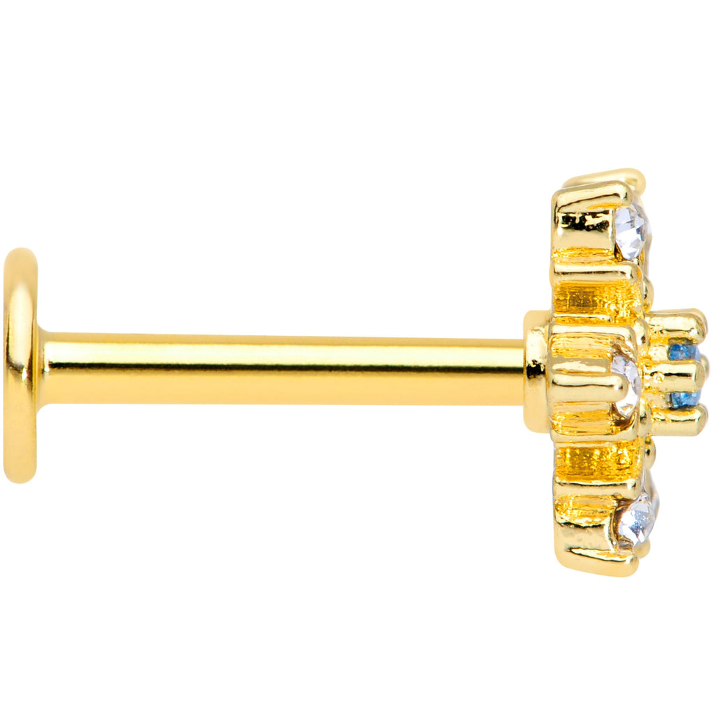 BodyCandy 16G 5/16 Blue CZ Gold Tone Snowflake Christmas Labret Tragus — lifestyle context